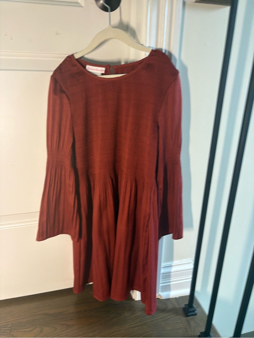 Bonnie Jean Girls' Long Sleeve Dress in Rust Red